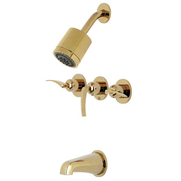 Tub and Shower Faucet, Polished Brass, Wall Mount